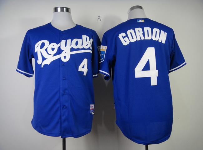 Men Kansas City Royals #4 Gordon Blue MLB Jerseys